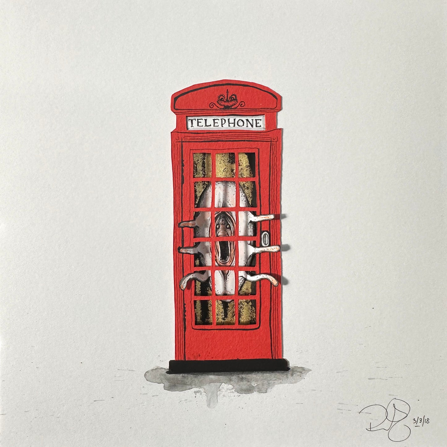 Lost Phone Box 1 - 3D Mixed Media