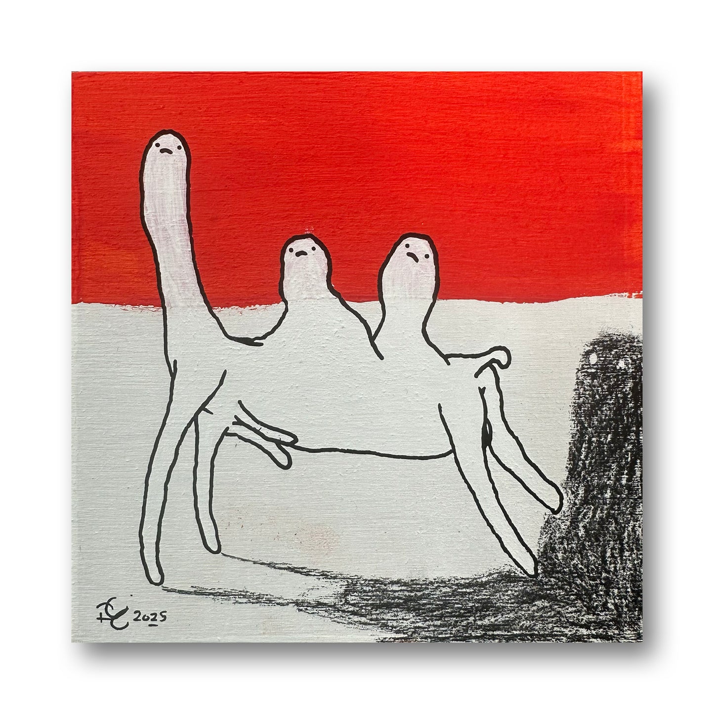 Last March Of The Shadow Camel - Painting on Wood