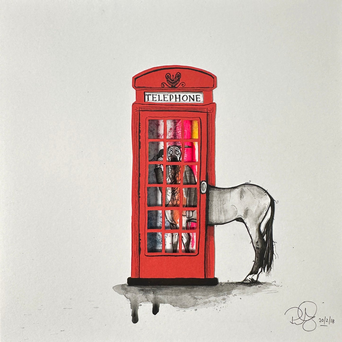 Lost Phone Box 3 - 3D Mixed Media