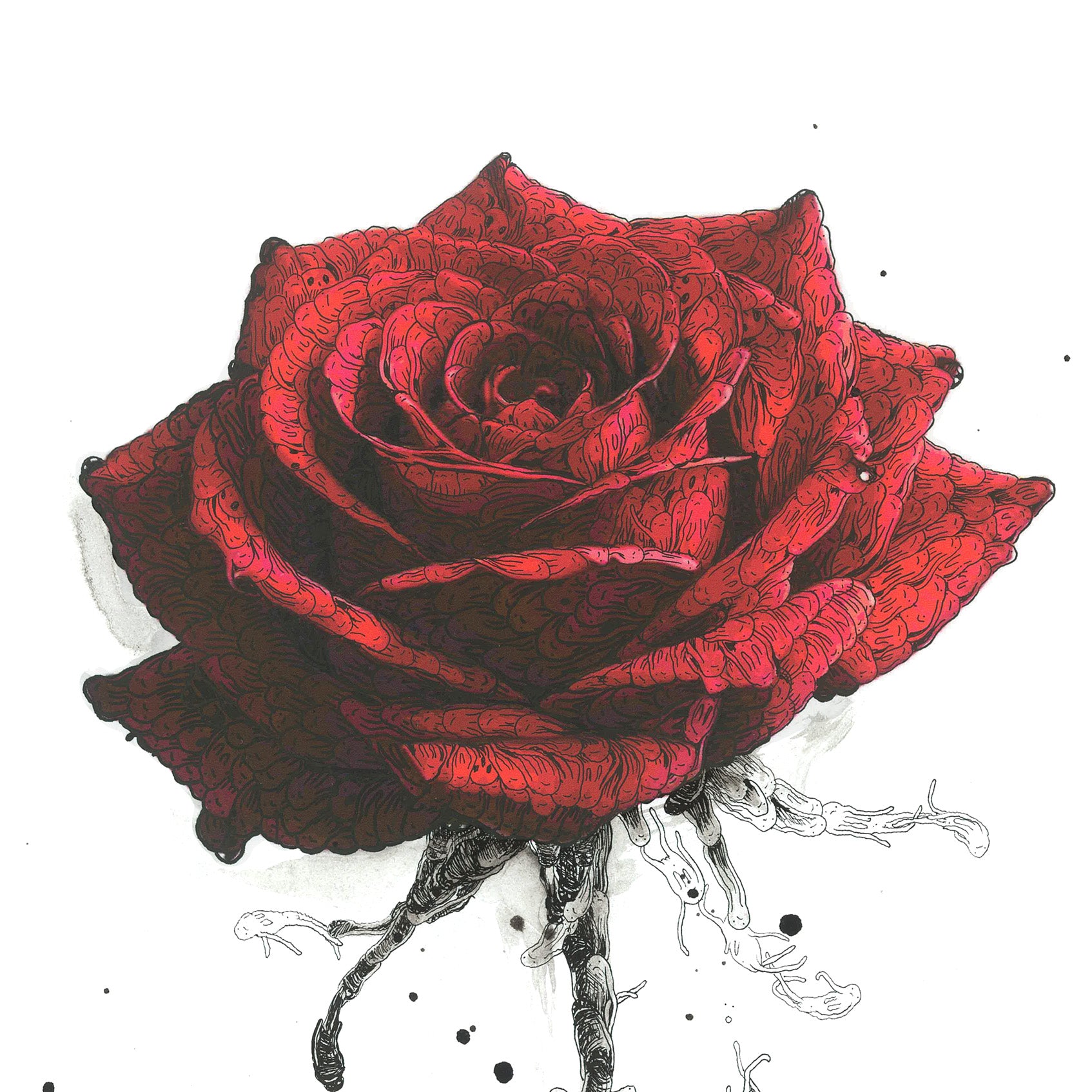 The Red Rose - Original Mixed Media - Richard Berner Art