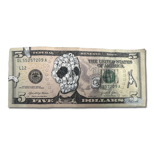 Champ Dollar (v) - Painting on Five Dollar Note - Richard Berner Art