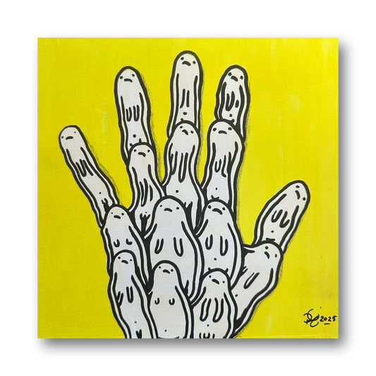 Yellow Hand - Painting on Wood - Richard Berner Art