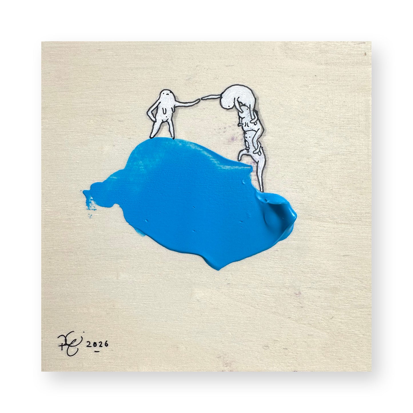 Little Blue One (ii) - Painting on Wood