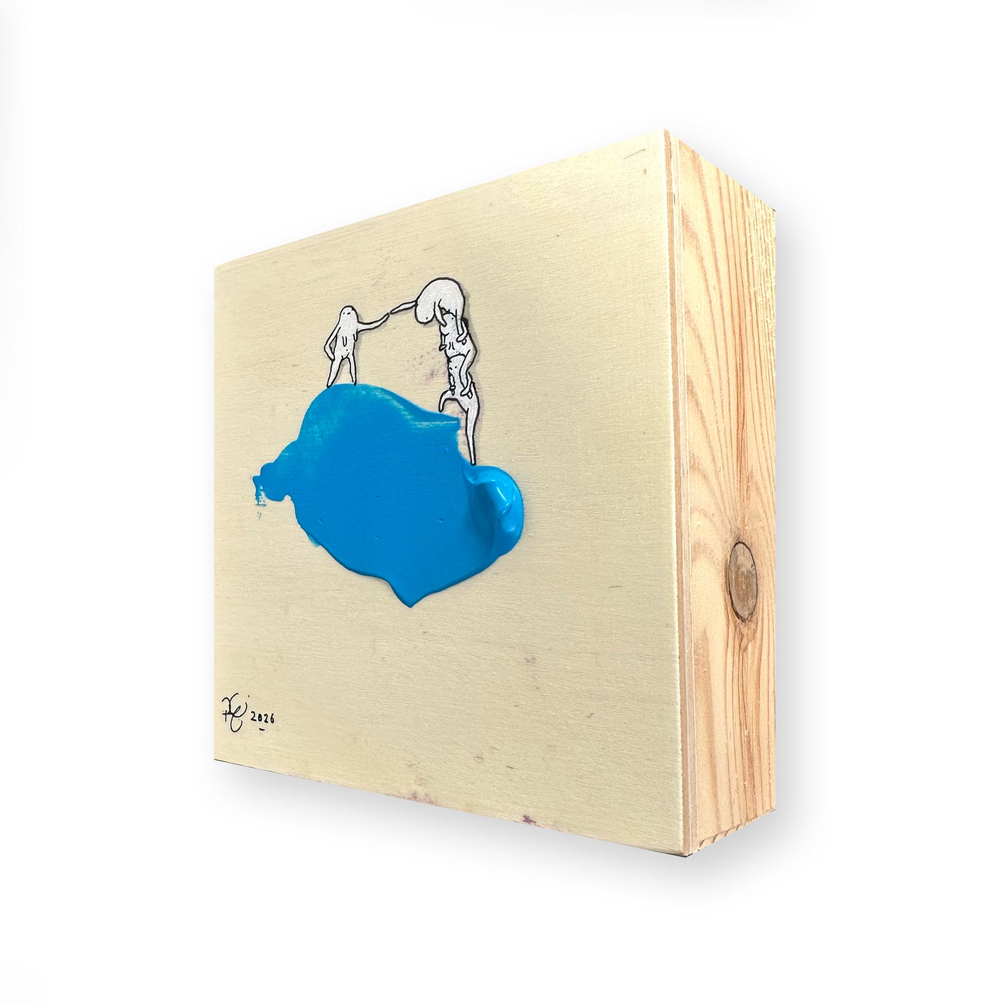 Little Blue One (ii) - Painting on Wood