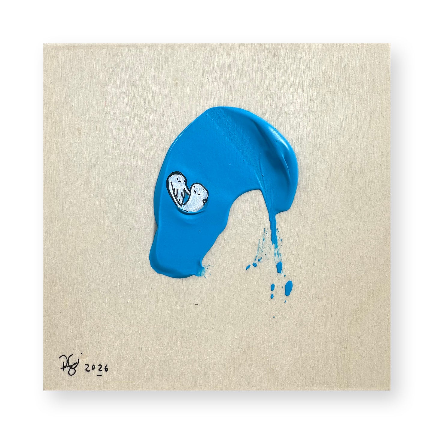 Little Blue One (iii) - Painting on Wood