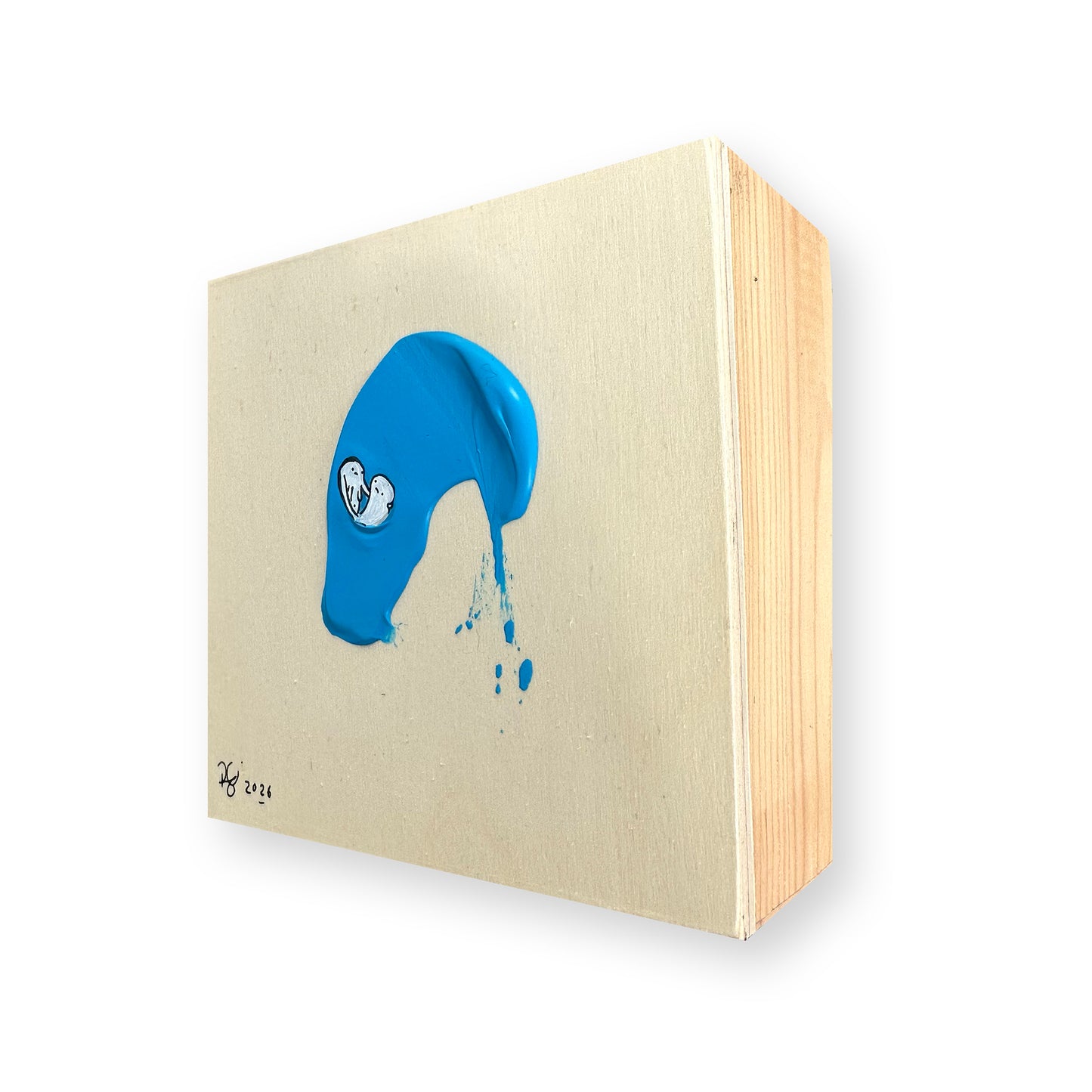 Little Blue One (iii) - Painting on Wood
