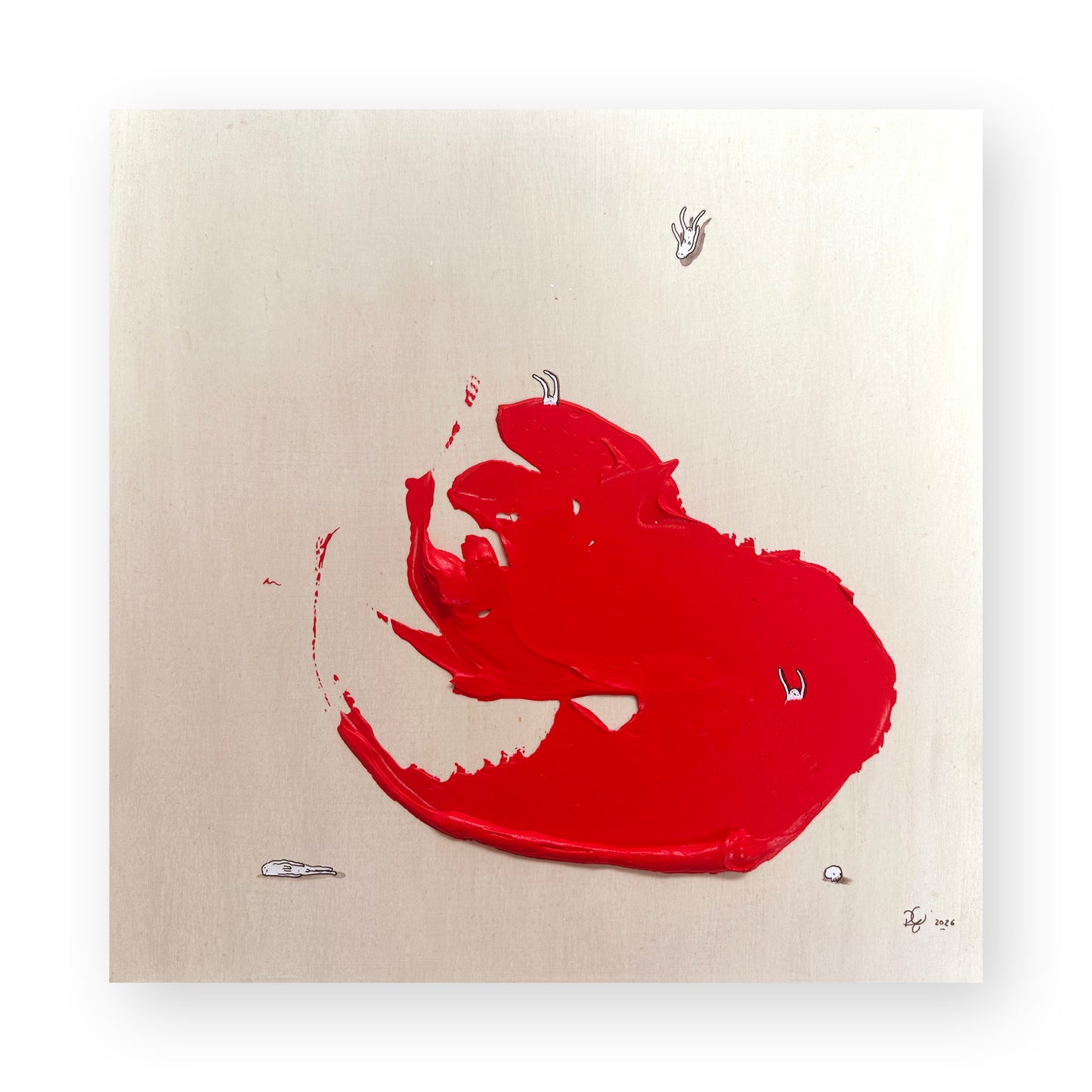 Red (ii) - Painting on Wood