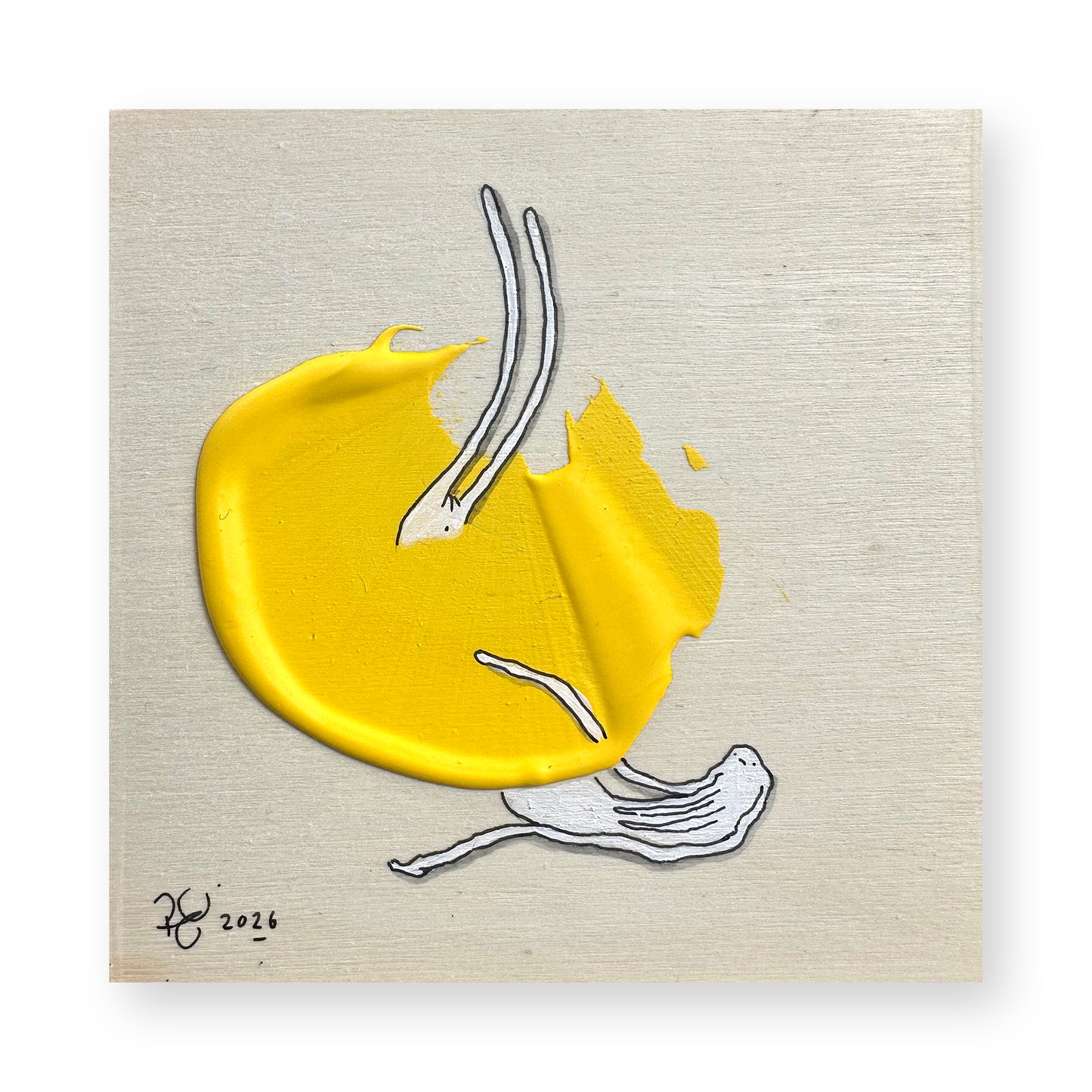 Little Yellow One (ii) - Painting on Wood